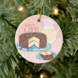 Cake is life sweets bakery baking Christmas Ceramic Tree Decoration