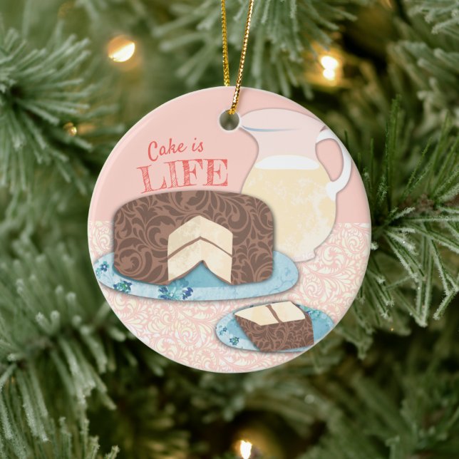 Cake is life sweets bakery baking Christmas Ceramic Tree Decoration (Tree)
