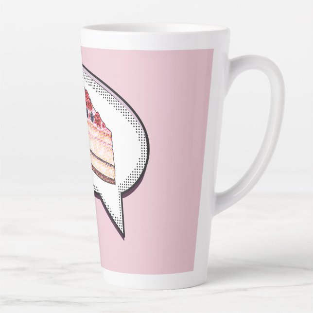 Cake Is My Love Language - Berry Cake Word Balloon Latte Mug (Right)