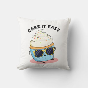 Cake It Easy Funny Cupcake Pun Cushion