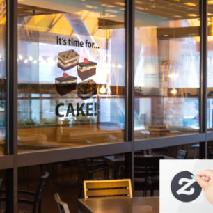 Cake It's Time For Cake Bakery Restaurant  Window Cling