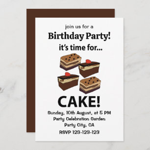 Cake It's Time For Cake Birthday Invitation