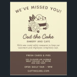 Cake Logo Bakery Business Reopening Flyer<br><div class="desc">Cake Logo Bakery Business Reopening Flyer. This design features an elegant cake logo on a yellow background. Perfect for bakeries,  cake and pastry shops,  cafes,  caterers,  restaurants or any food service related business reopening amid the covid 19 coronavirus pandemic.</div>