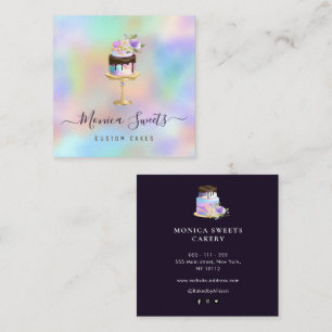 cake logo bakery colourful  square business card