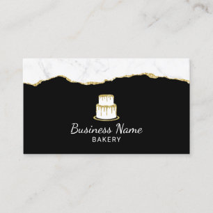 Cake Logo Bakery Pastry Chef Trendy Black & Gold Business Card