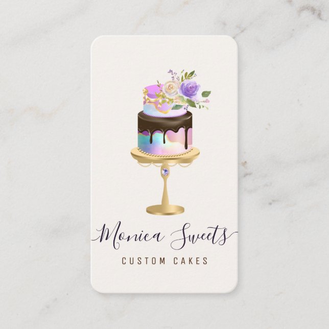 cake logo custom cake bakery pastry personalised business card (Front)