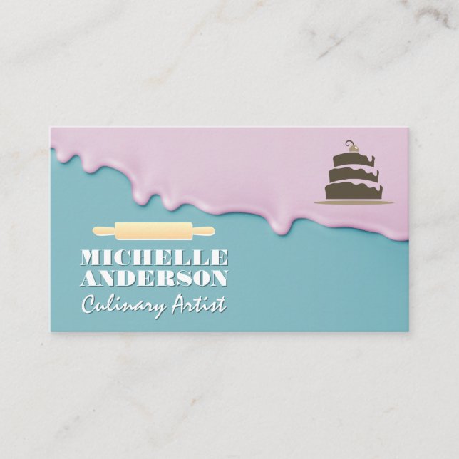 Cake Logo | Rolling Pin | Frosting Business Card (Front)