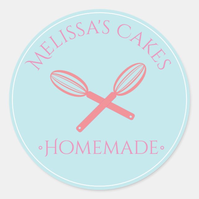 Cake Logo Stickers Homemade Bakery Any Colour Whis (Front)