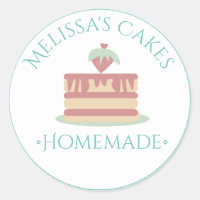 Cake Logo Stickers Homemade Bakery Strawberry