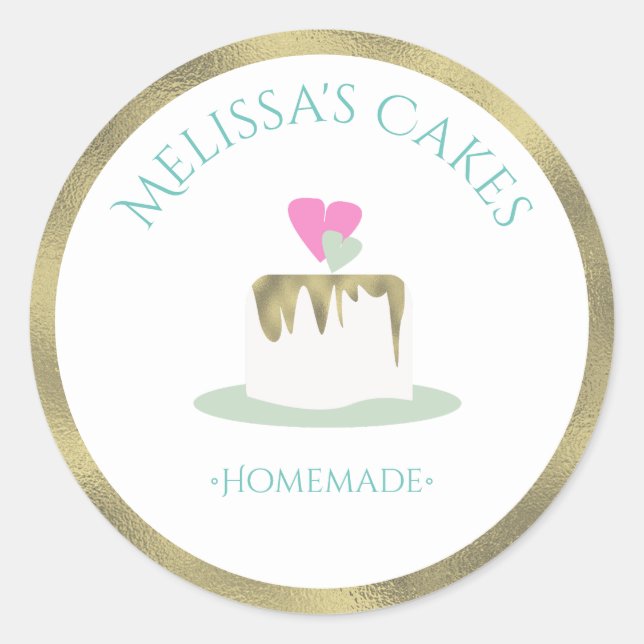 Cake Logo Stickers Homemade Bakery Wedding Cake (Front)