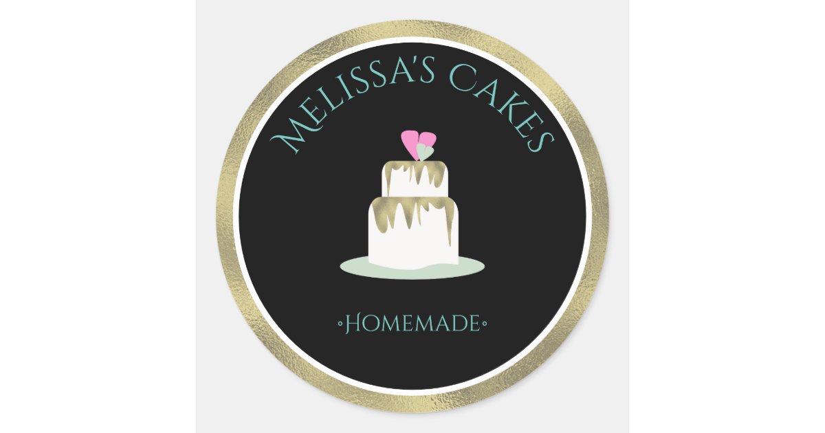 Cake Logo Stickers Homemade Bakery Wedding Tier | Zazzle