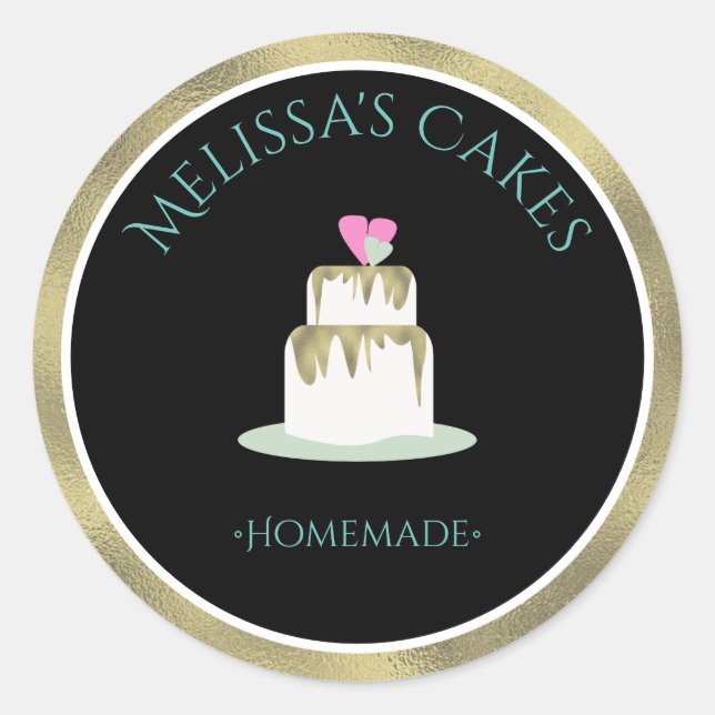 Cake Logo Stickers Homemade Bakery Wedding Tier (Front)