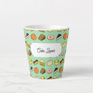 Cake Lover Delicious Cakes & Pastries Pattern Latte Mug