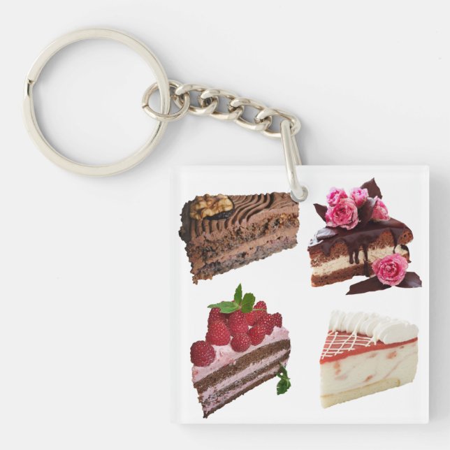 Cake Lovers Delicious Cakes Selection Key Ring (Front)