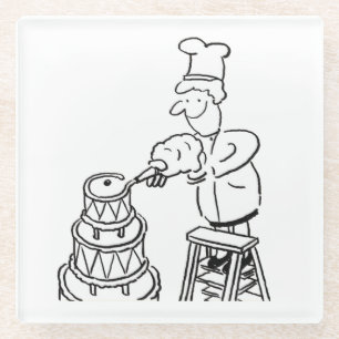 Cake Maker Decorating Giant Cake Glass Coaster