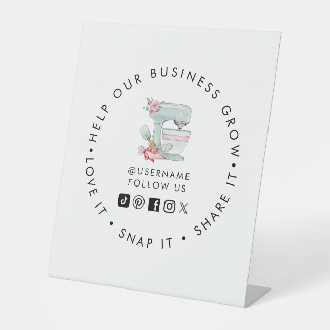 Cake mixer Bakery Social media follow Pedestal Sign (Front)