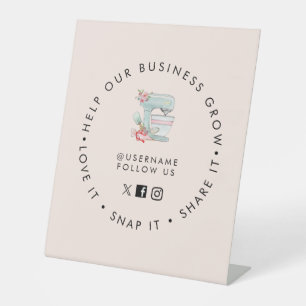 Cake mixer Bakery Social media follow Pink Pedestal Sign