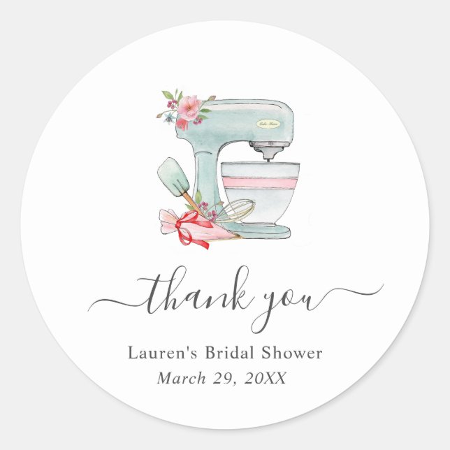 Cake Mixer Bridal Shower Thank you  stickers (Front)
