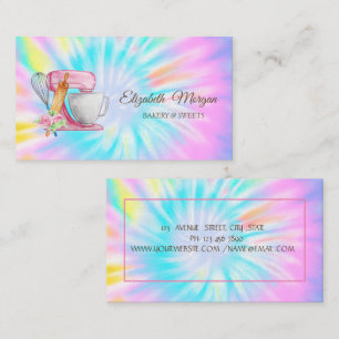Cake Mixer,Whisk,Rolling Pin Flowers Tie Dye Business Card