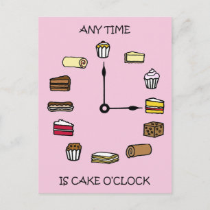 Cake O'clock, for cake lovers. Postcard