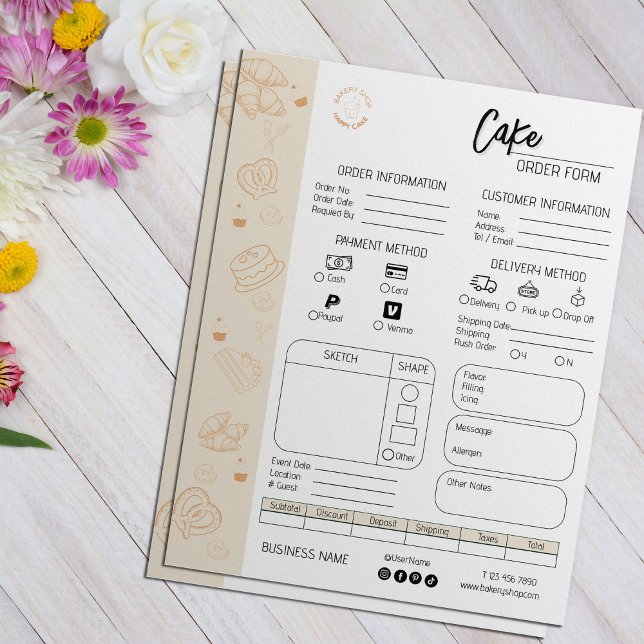 Cake Order Form Bakery Small Business Wedding Cake Flyer (Cake Order Form Bakery Small Business Wedding Cake Flyer)