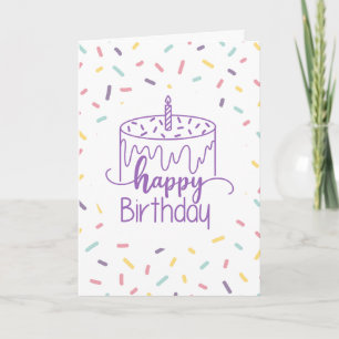  Cake outline and colourful confetti birthday Card