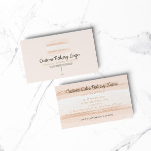 Cake Party Bakery Blush Pink Elegant Business Card