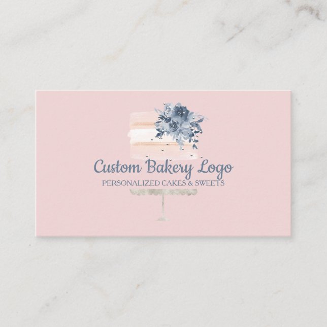 Cake Party Bakery Navy Business Card (Front)