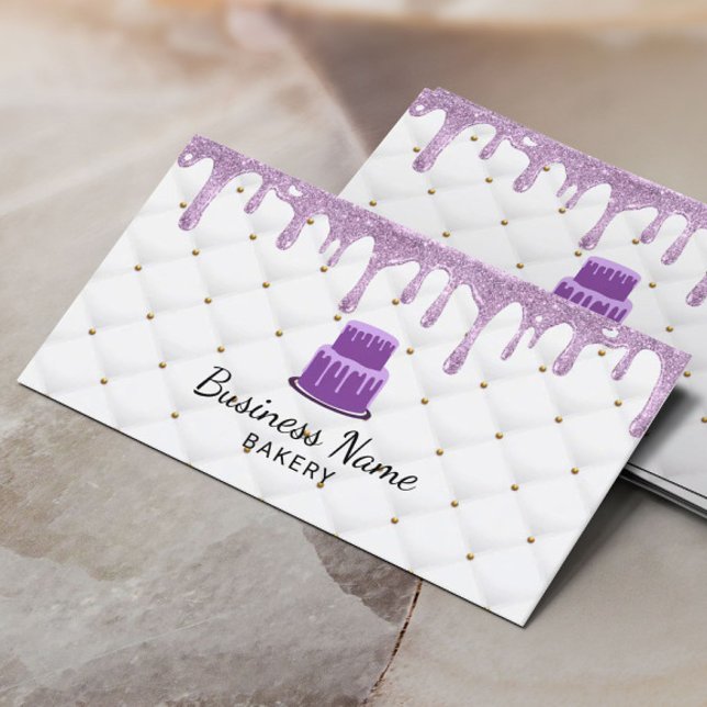 Cake Pastry Chef Purple Drip Icing Luxury Bakery Business Card (Creator Uploaded)