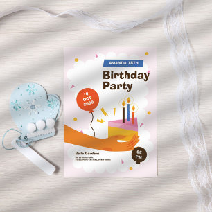 Cake Pink 18th Birthday Invitation