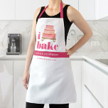 Cake Pink Orange Gold Bake Modern Bold Typography Apron<br><div class="desc">Here’s a wonderful way to add to the fun of baking, as well as further promote your business. Add extra sparkle to your culinary adventures whenever you wear this elegant, sophisticated, simple, and modern apron. “I bake” in dusty pink bold, typography, a graphic pink, orange, red and gold 3 layer...</div>
