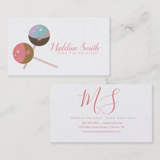 Cake Pop Bakery Cake Decorator  Business Card (Front/Back)