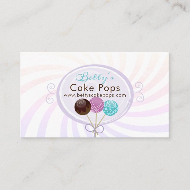 Cake Pop Bakery Stylish Design Business Card (Front)