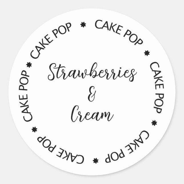 Cake pop Flavour Label, Personalised cake pops Classic Round Sticker (Front)
