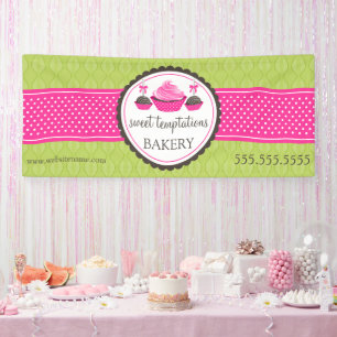Cake Pops and Cupcake Green Pink Banner
