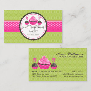 Cake Pops and Cupcake Green Pink Business Card