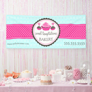 Cake Pops and Cupcake Turquoise Pink Banner