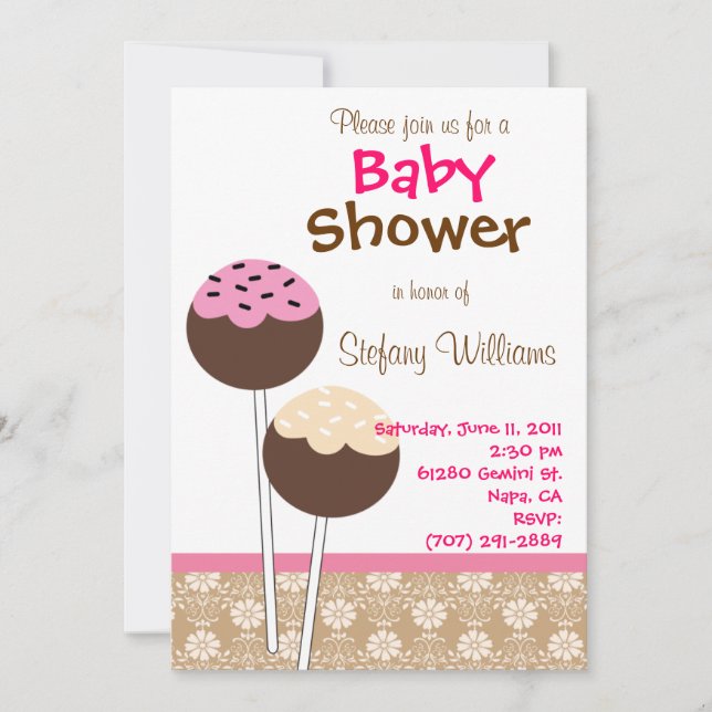 Cake Pops Baby Shower Invitation (Front)
