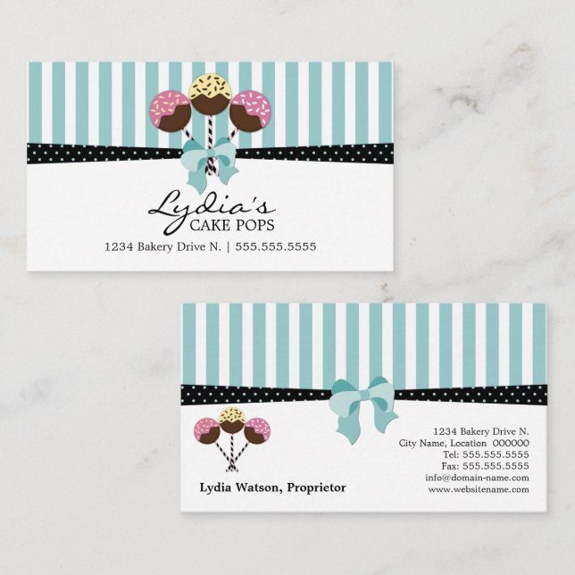 Cake Pops Bakery Business Card (Front/Back)