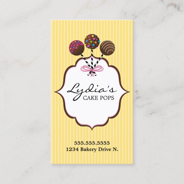 Cake Pops Bakery Business Card (Front)