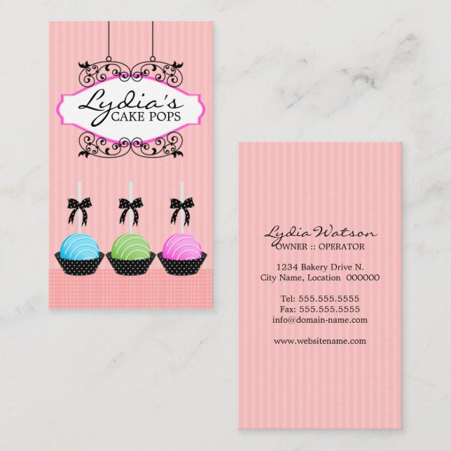 Cake Pops Bakery Business Card (Front/Back)