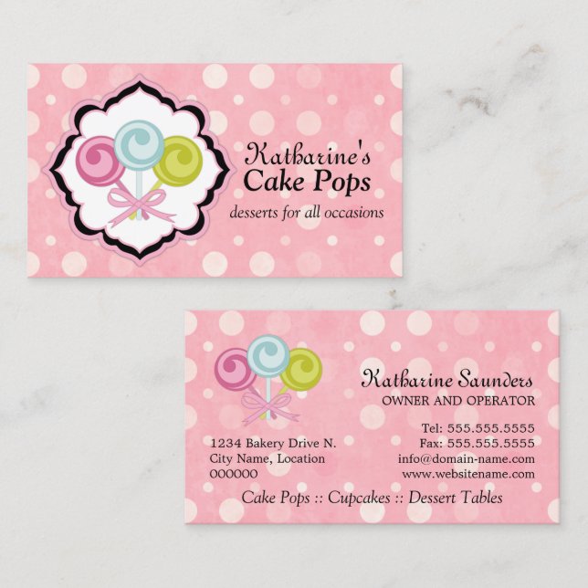 Cake Pops Bakery Business Card (Front/Back)