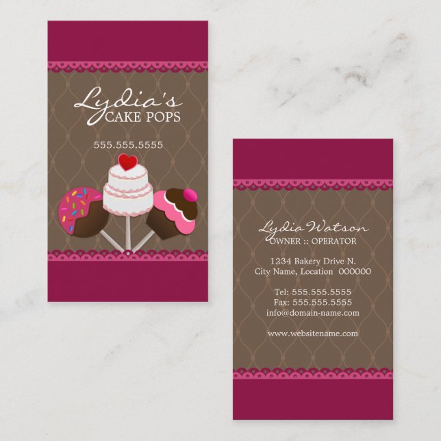 Cake Pops Bakery Business Card (Front/Back)