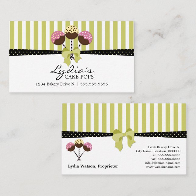 Cake Pops Bakery Business Card (Front/Back)