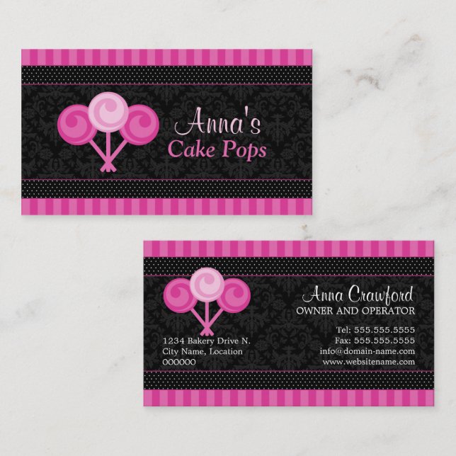 Cake Pops Bakery Business Cards (Front/Back)