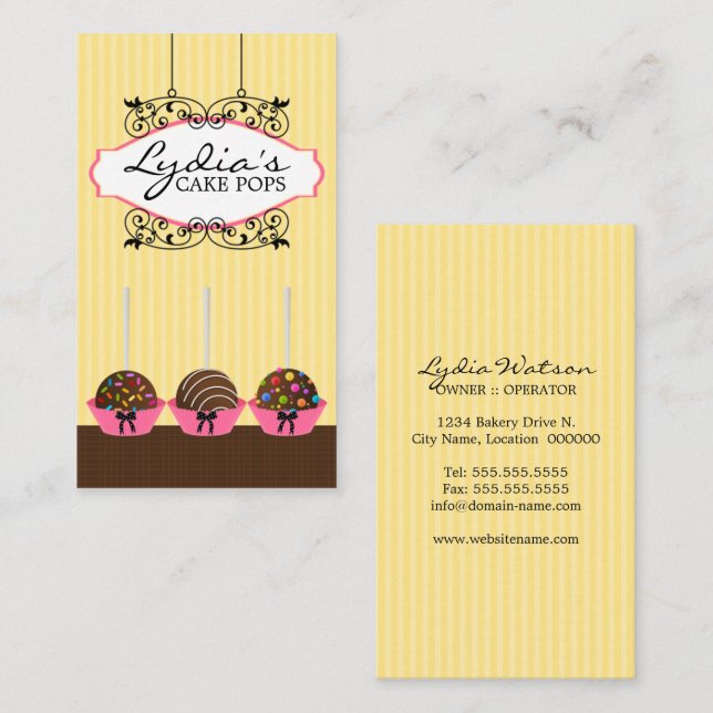 Cake Pops Bakery Business Cards (Front/Back)