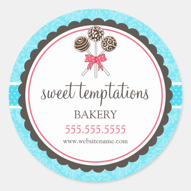 Cake Pops Bakery Packaging Classic Round Sticker (Front)