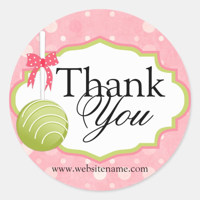 Cake Pops Bakery Thank You Classic Round Sticker (Front)