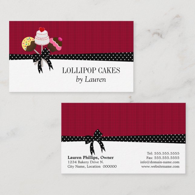 Cake Pops Burgundy Business Cards (Front/Back)