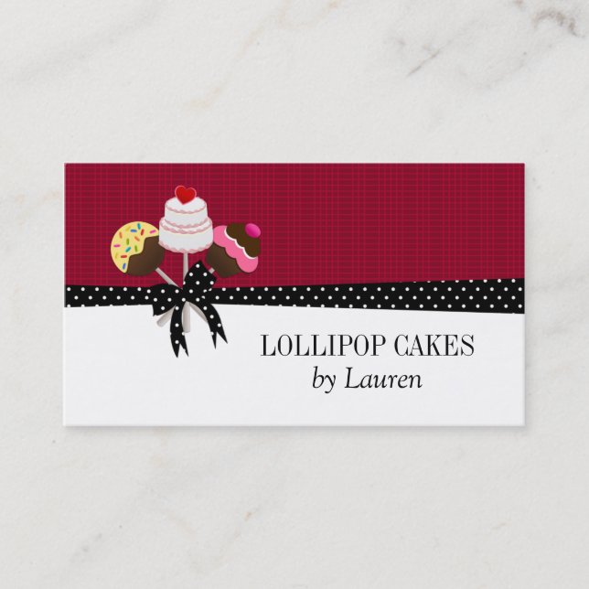 Cake Pops Burgundy Business Cards (Front)